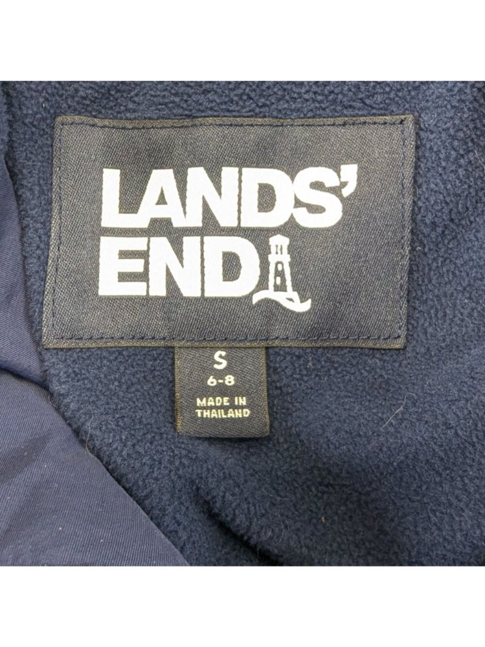 Lands End Womens Small Winter Jacket Navy Blue Hooded Fleece Lining Coat 6-8 - Picture 3 of 14